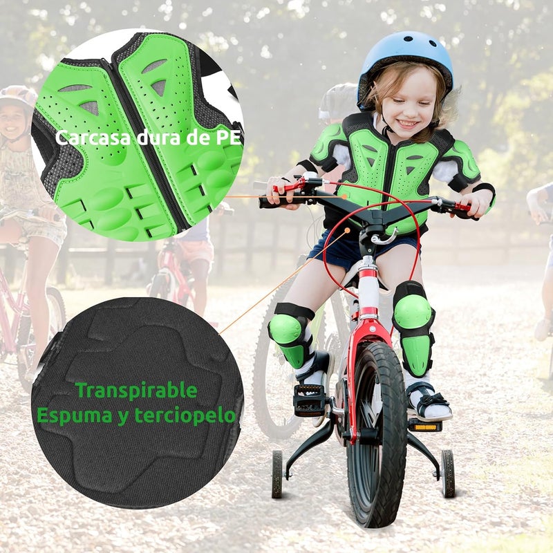 JUSTDOLIFE Youth Dirt Bike Gear, 5 PCS Motorcycle Armbor Protection Jacket, Kids Motorcycle Armor with Knee Pads Elbow Pads Chest Protector Racing for Outdoor Sports - Image 5